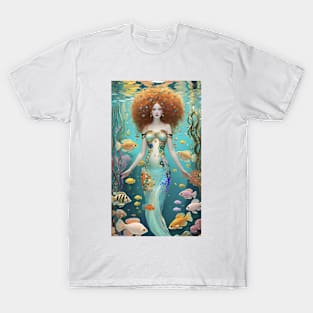 Gustav Klimt's Mystical Siren: Inspired Mermaid Art T-Shirt